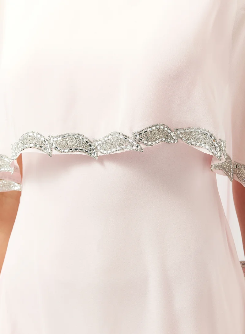 Namshi x  Sheer Cape Dress With Embellishment for Women | Best Price UAE